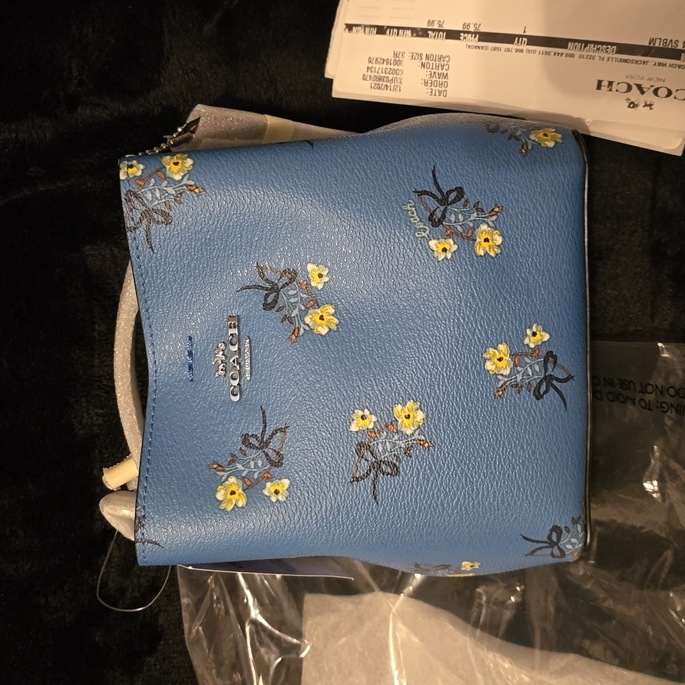 NWT $298 COACH Bag Leather Crossbody Shoulder Bag SV/BLUE MULTI #C7974
